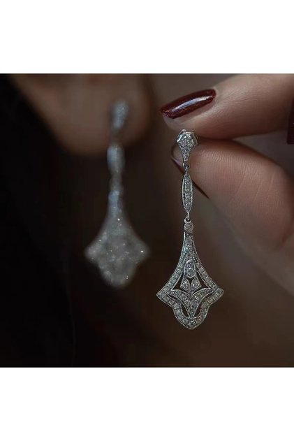 Sliver Color ZAKOL Vintage Sliver Color Shiny Zircon Drop Earrings for Women Bridal Promise Wedding