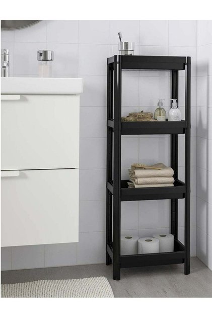 وحدة رفوف فيسكين مكونة من 4 طبقات باللون الأسود 36x23x100 سم