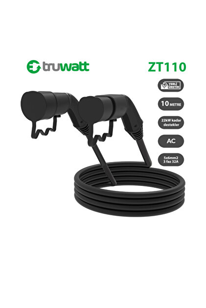 Truwatt Zt110 Elektrikli Araç Şarj Kablosu Type-2 32a/22kw/380v