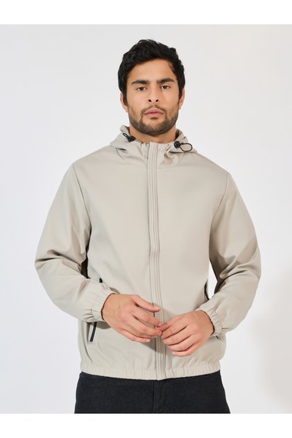 Fully Lined Elasticated Hem Detail Windbreaker Jacket
