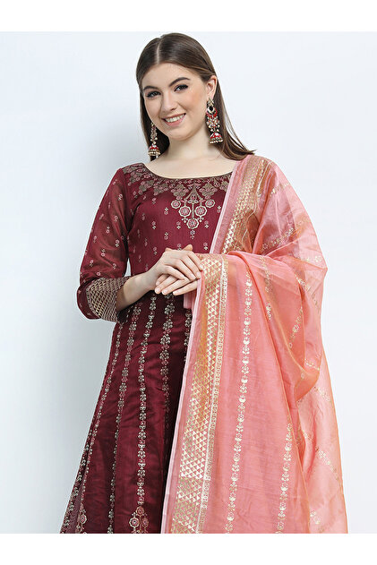 Vishudh By Styli Printed Wide Neck A-Line Maxi Ethnic Dress- Trendyol Vishudh By Styli Printed Wide Neck A-Line Maxi Ethnic Dress- Trendyol
