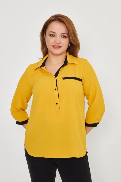 Stylish Blouse with Pocket Flap