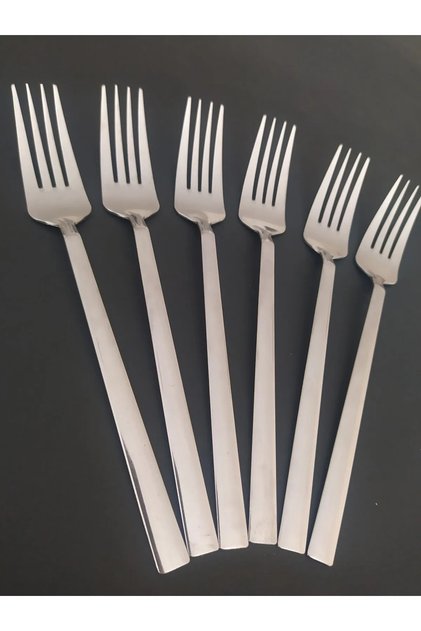 6 Pieces of Dinner Forks Flat Model Flat Model Suitable for Daily Use (Stainless Steel)