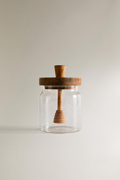 Borosilicate Glass Wooden Honey Jar
