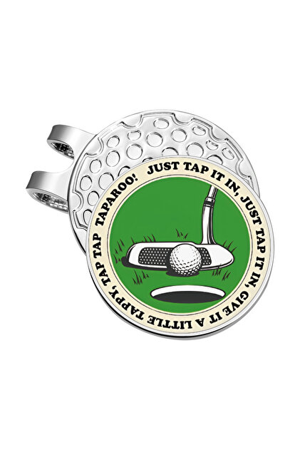 MJ127 Magnetic Golf Ball Marker Hat Clip Just Tap it In Tap Tap Taparoo Pattern Golf Ball Marker Cap