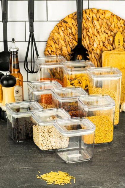 Set of 9 Storage Containers | Transparent Food Storage Container with Vacuum Lid (3X1700Ml - 3X1200Ml - 3X900Ml)