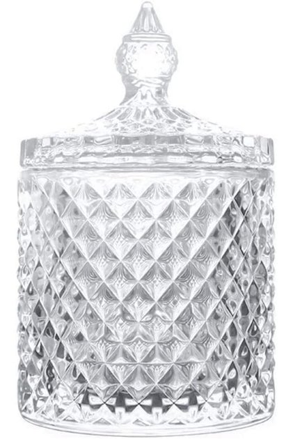 -Danmu Art 1pc Clear Glass Storage with Lid Candy Jar Biscuit Box Containers (600ml)