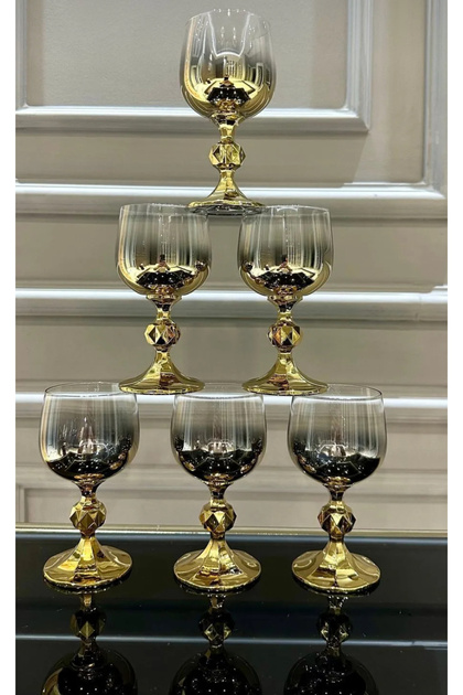 Bohemıa Kristal Gold Ayaklı Titanyum Kaplama Kahve Yanı Su Bardağı