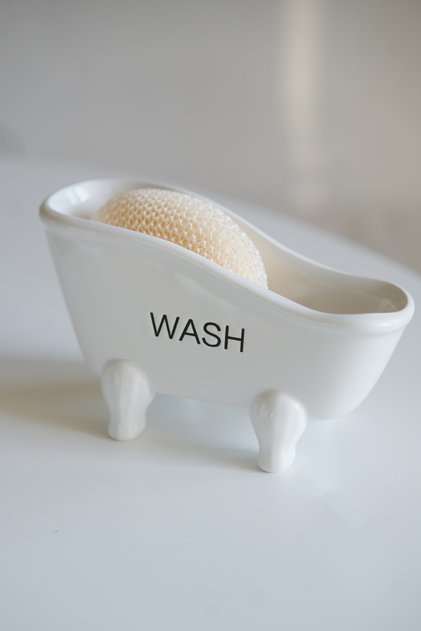 Ceramic Solid Soap Dish (Sponge Included)