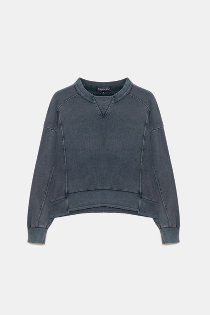 Kadın Basic Sweatshirt Bisiklet Yaka Uzun Kollu %100 Pamuk Penye
