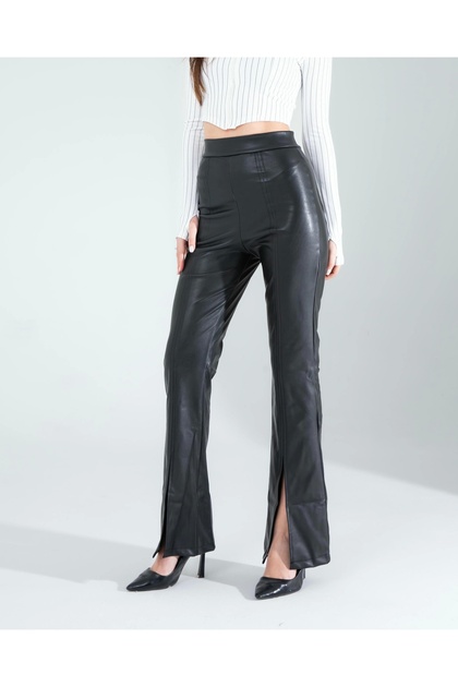 Slit Leather Trousers