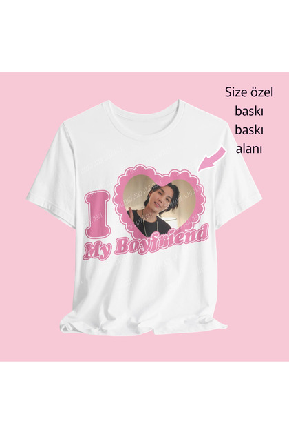 I My Boyfriend Kişiye Özel Fotoğraf Baskılı Beyaz T-shirt K Pop Tasarım