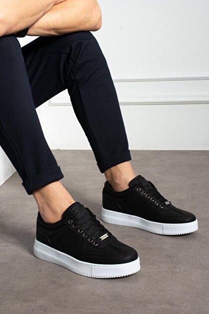 Thick Sole Black and White Men's Sneakers
