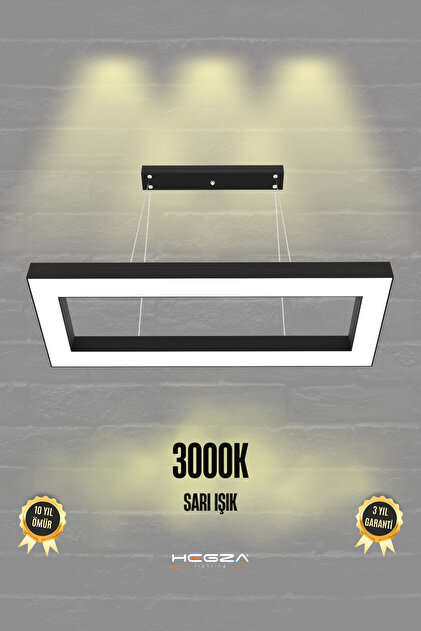 sayaページ Hegza Lighting Mesıta ( Siyah Kasa, Sarı Işık ) Ledli Modern Led
