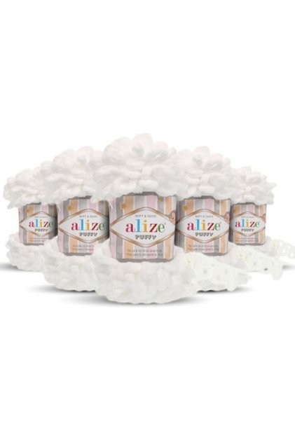 (5 Pieces) Puffy 55 Hand Knitting Yarn 5 Pack White 55