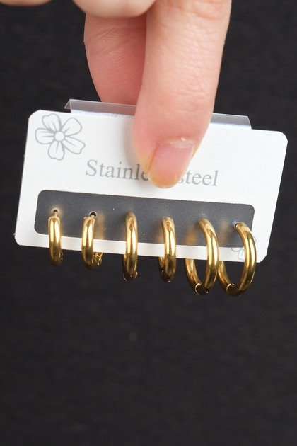 Women's Yellow Surgical Stainless Steel 6-Piece Hoop Earring Set Tarnish Resistant