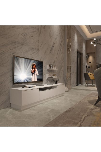 Trendstyle 4s Mdf Tv Ünitesi Tv Sehpası - Parlak Beyaz