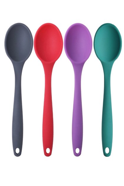 Large Size Fireproof Non-Stick Silicone Silicone Spoon in 4 Colors – Silicone Anthracite Red Purple Green Spoon