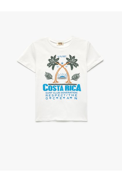 Embroidery Detailed Crew Neck Short Sleeve Cotton Basic T-Shirt