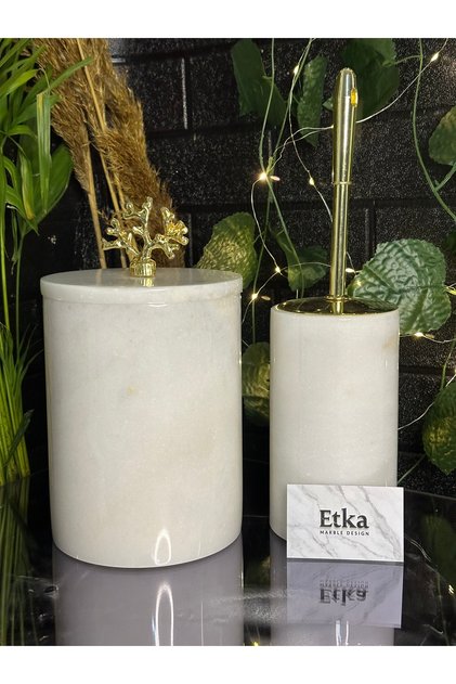 White Marble Gold Coral Bathroom Set 2 Piece Home Decoration Etka