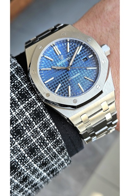 ساعة يد رجالية RYM-2110 RAYMOND AUTOMATIC - زجاج الياقوت والفولاذ المقاوم للصدأ - ضمان لمدة عامين