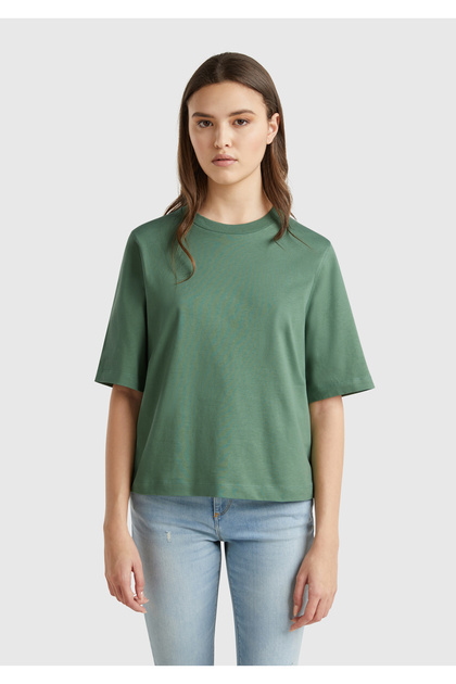 Women's Light Green 100% Cotton Boxy Fit T-Shirt