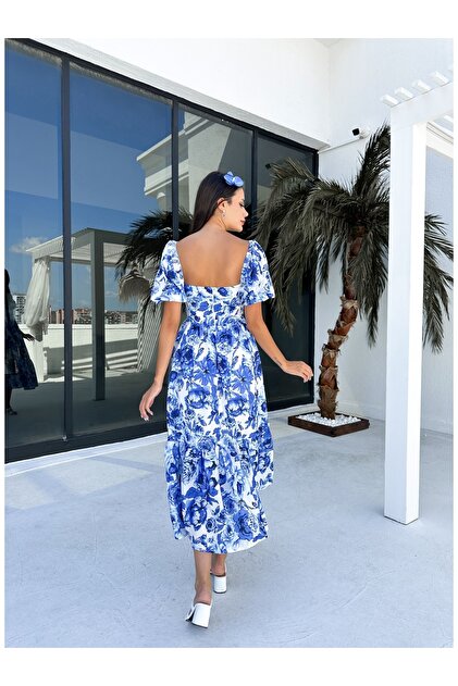 princess polly baby blue dress Navy Floral Print Balloon Sleeve Dress · Filly Flair main image 1