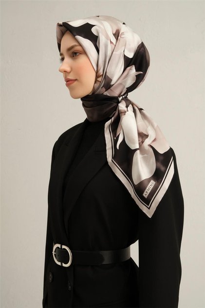 Çiçek Desenli Saf İpek Sura Eşarp 9305D 85