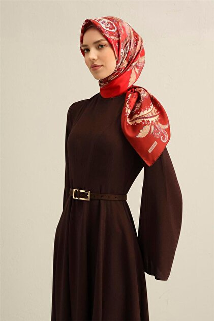 Etnik Desenli Saf İpek Sura Eşarp 9338D 50