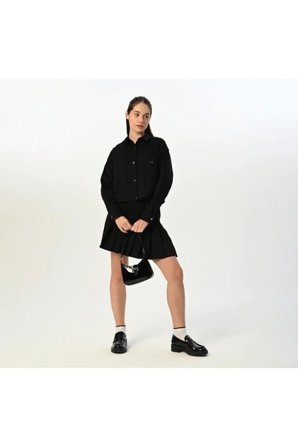 09-15 Years Girl Gabardine Jacket Skirt Suit - Black