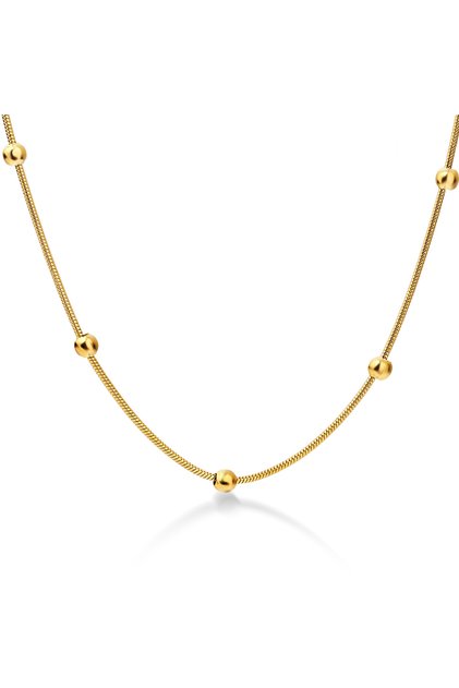 45cm gold NIBA 316L Stainless Steel Gold-color Round Ball Pendant Necklace Link Chain Necklace Fashi
