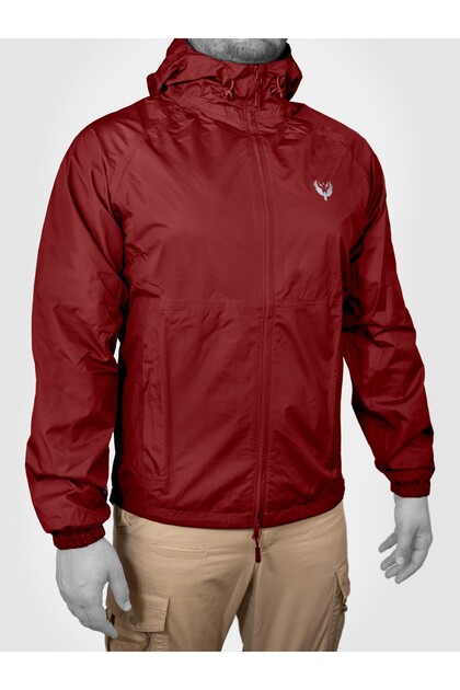 Raincoat Kaftan Burgundy Hooded Waterproof Tactical Outdoor Tactical Windproof with Pockets