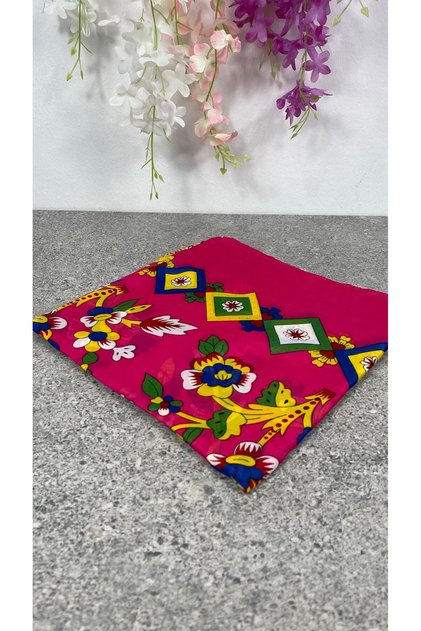Pink Çengelköy Writing – 100X100 Suitable for Dowry and Daily Use Headscarf