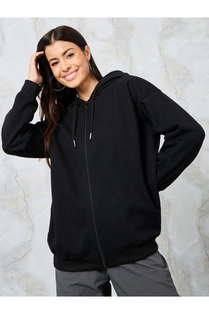 Oversized Zip Through Longline Hoodie