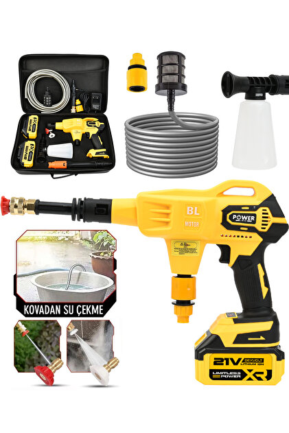 POWER BLACK Kömürsüz Şarjlı Oto Yıkama Makinesi Çift Akülü Bahçe