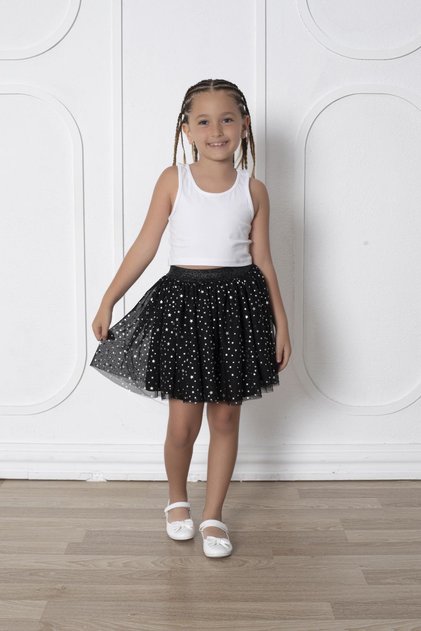 Neslice in Istanbul Girl's Star Sim Printed 3 Layer Tutu Skirt