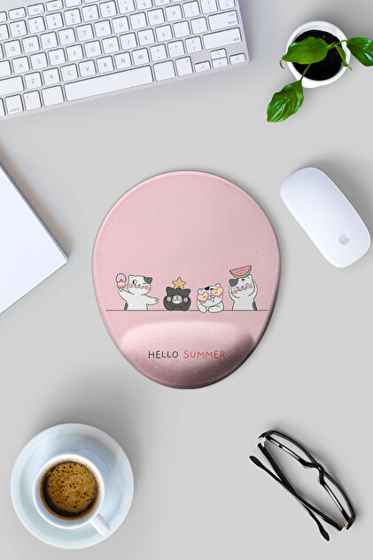 Gizeo Concept Hello Summer Cats Desenli Bilek Destekli Mouse Pad
