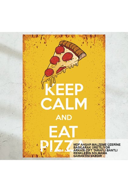 Keep Calm and Eat Pizza Home Kitchen Cafe Decoration Painting Retro Wood Poster