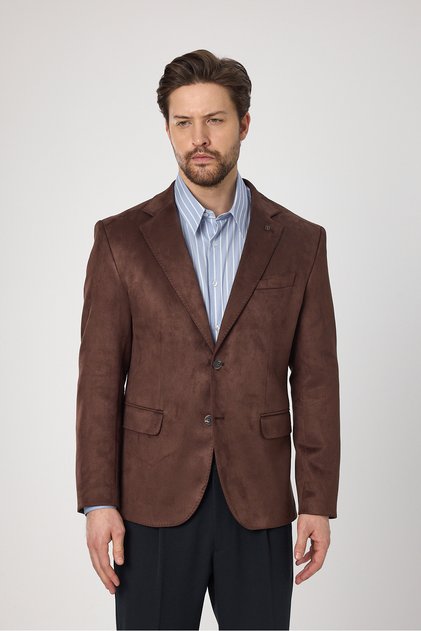 Bernando Kahverengi Erkek Süet Yaz-Kış 4 Mevsim Blazer Ceket
