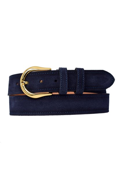100% Genuine Leather, 4 cm Suede Navy Blue Women's Belt with Gold-Colored Buckle; Jeans, Sports Belt=Suede.70.Navy Blue