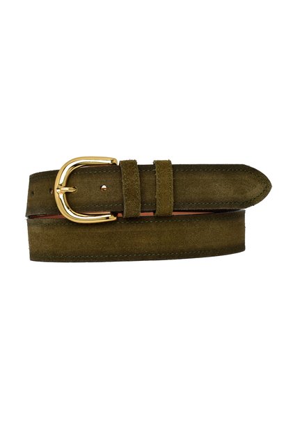 100% Genuine Leather, 4 cm Suede Military Green Women's Belt with Gold Buckle; Jeans, Sports Belt=Suede.26.Ask.Green