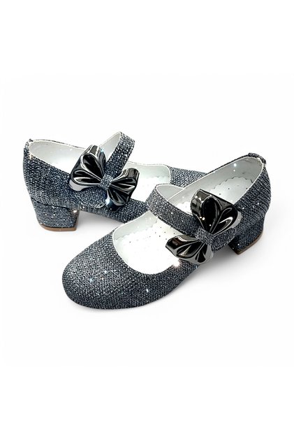 Orthopedic Heeled Evening Dress Girls' Shoes Shining Series Abiayk2401 Silvery Anthracite