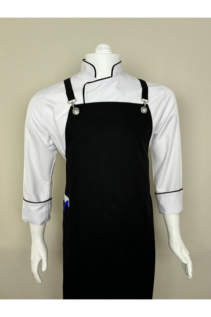 Halterneck Kitchen Apron Master Chef Barista Apron Cafe Restaurant Chef Waiter Cook (black)
