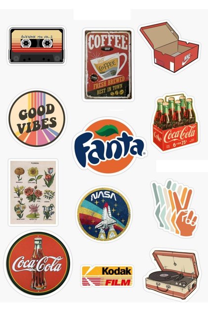 Vintage Printed Nostalgic Sticker Set