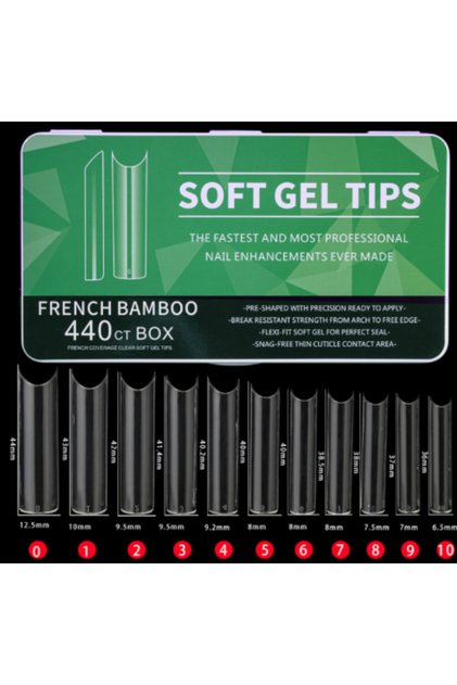 440'lı French Bamboo Soft Gel Tips Profesyonel Nail Art Hızlı Tırnak Uzatma Tırnak Bakım