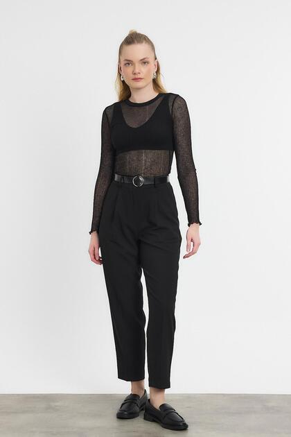 3965 Belt Detail Trousers Black