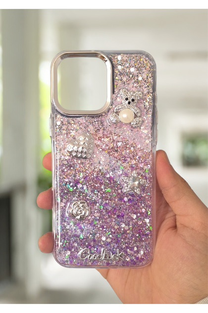 İphone 16 Pro Max Simli Silikon Taşlı Lüx Kılıf