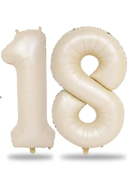Cream Beige 18 Number Foil Balloon 80 cm