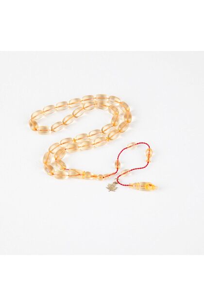 Fire amber white cut 7x10mm rosary - transparent pale yellow