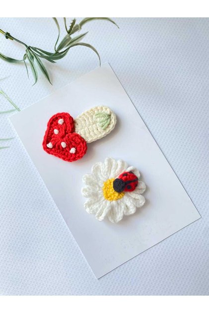 Daisy & Smurfs Mushroom Organic Set of 2 Hairless Baby Buckle Clips Newborn Buckle Baby Gift